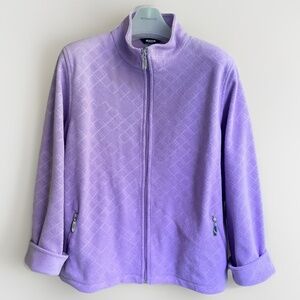 Alia Petite Structured Checkered Fleece Jacket Lilac Full Zip Long Sleeve PL/G